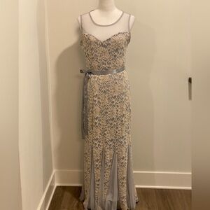 Cardalate Silver and Gray Sleeveless Wedding/Prom Gown with Sweetheart Neckline.